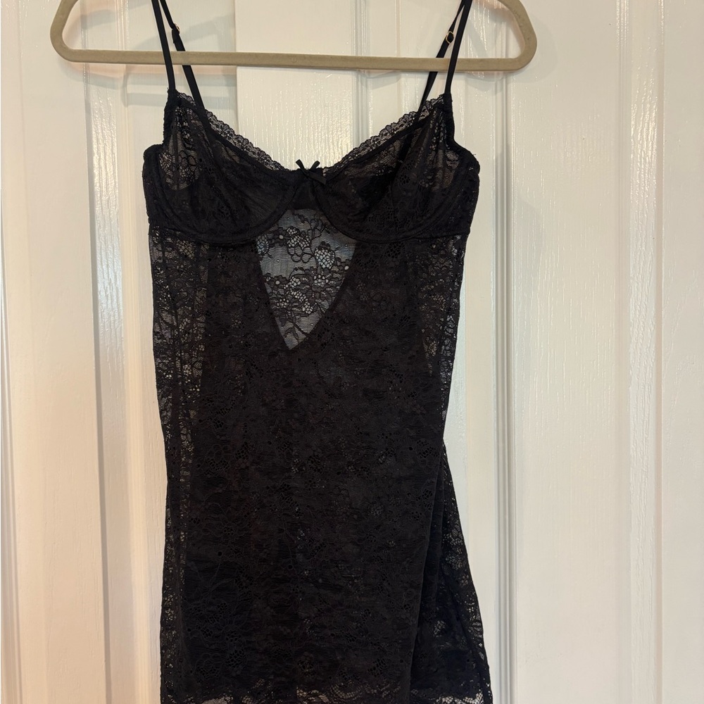 Victoria's Secret Black Lace Bralette Slip